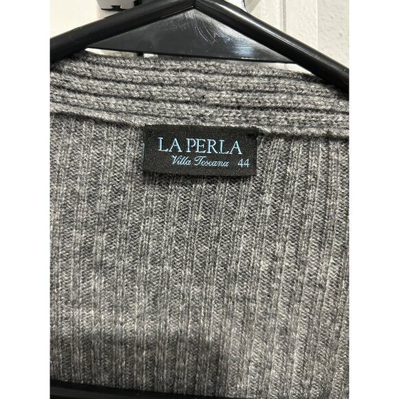 La Perla Villa Toscana Womens Gray Ruffle Waterfall Cardigan Sweater Size 8 - Picture 5 of 9